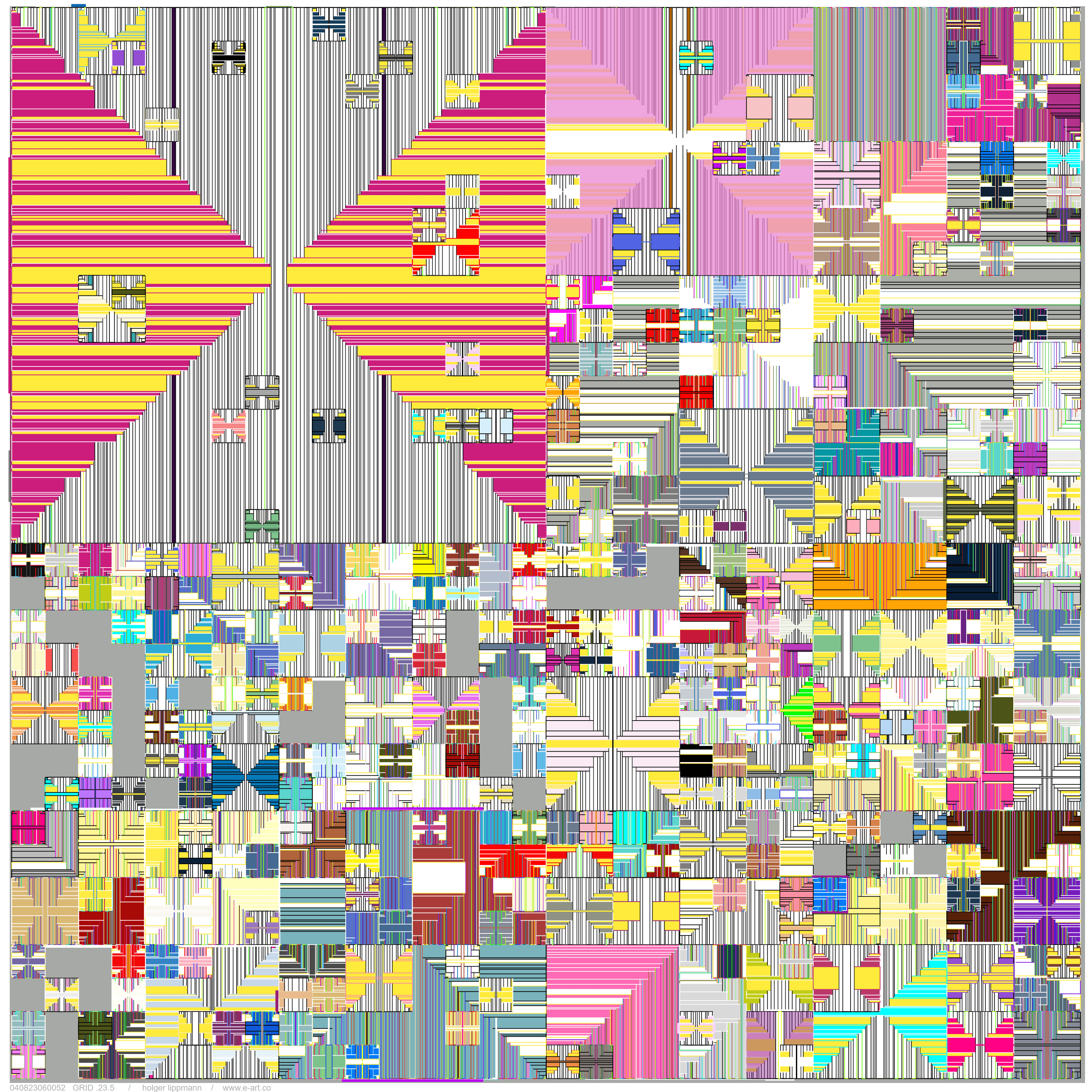 “The structure and order we think we recognize descends more and more into noise.” | Test output from “Fractal Tapestries” by Holger Lippmann, 2023