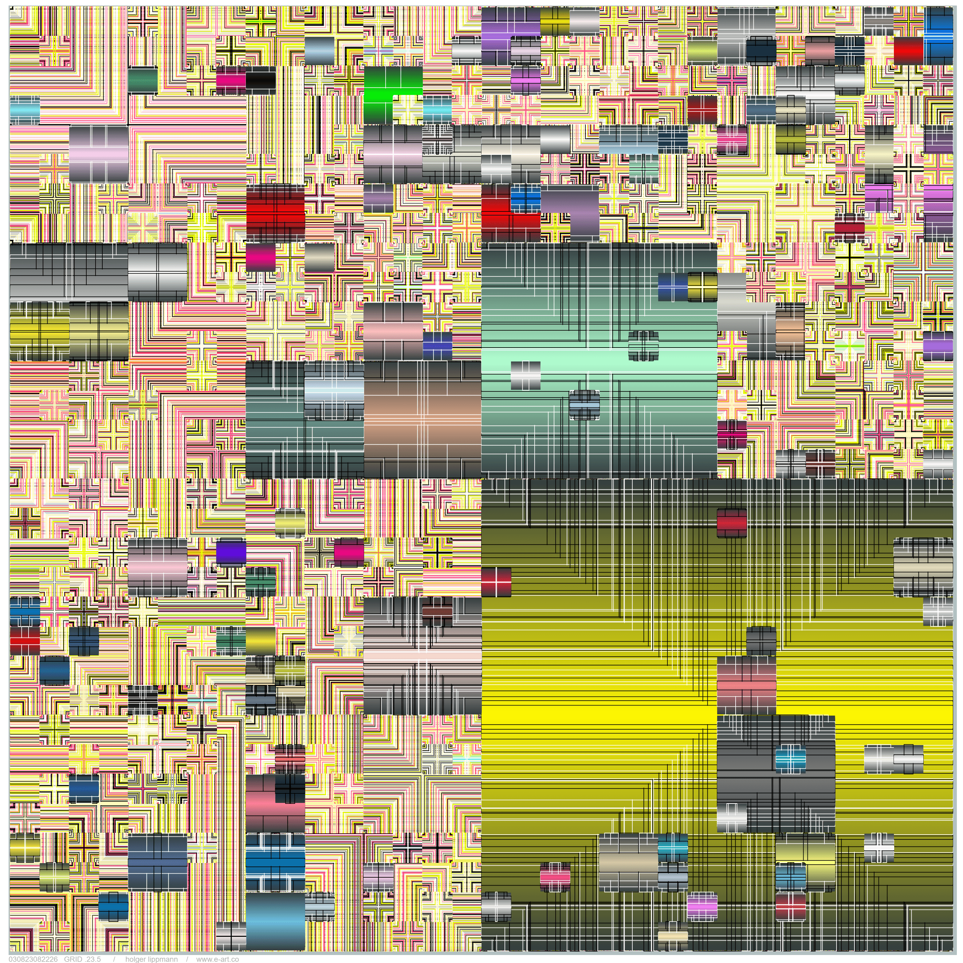 “You make some mistakes, and then you realize ‘Oh, man — this is actually great.’ Something unexpected works and then you follow it and keep following it.” | Test output from “Fractal Tapestries” by Holger Lippmann, 2023